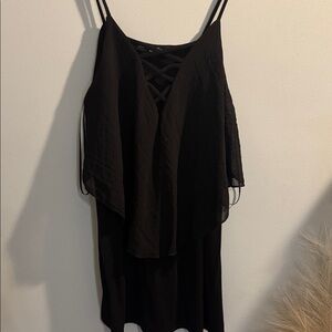 Cable & Gauge Black Lace-Up Layered Cami